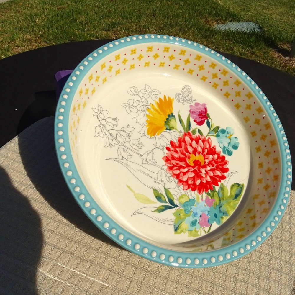 ❤️ New Pioneer Woman Blooming Bouquet 10-Inch Pie Pan NWT